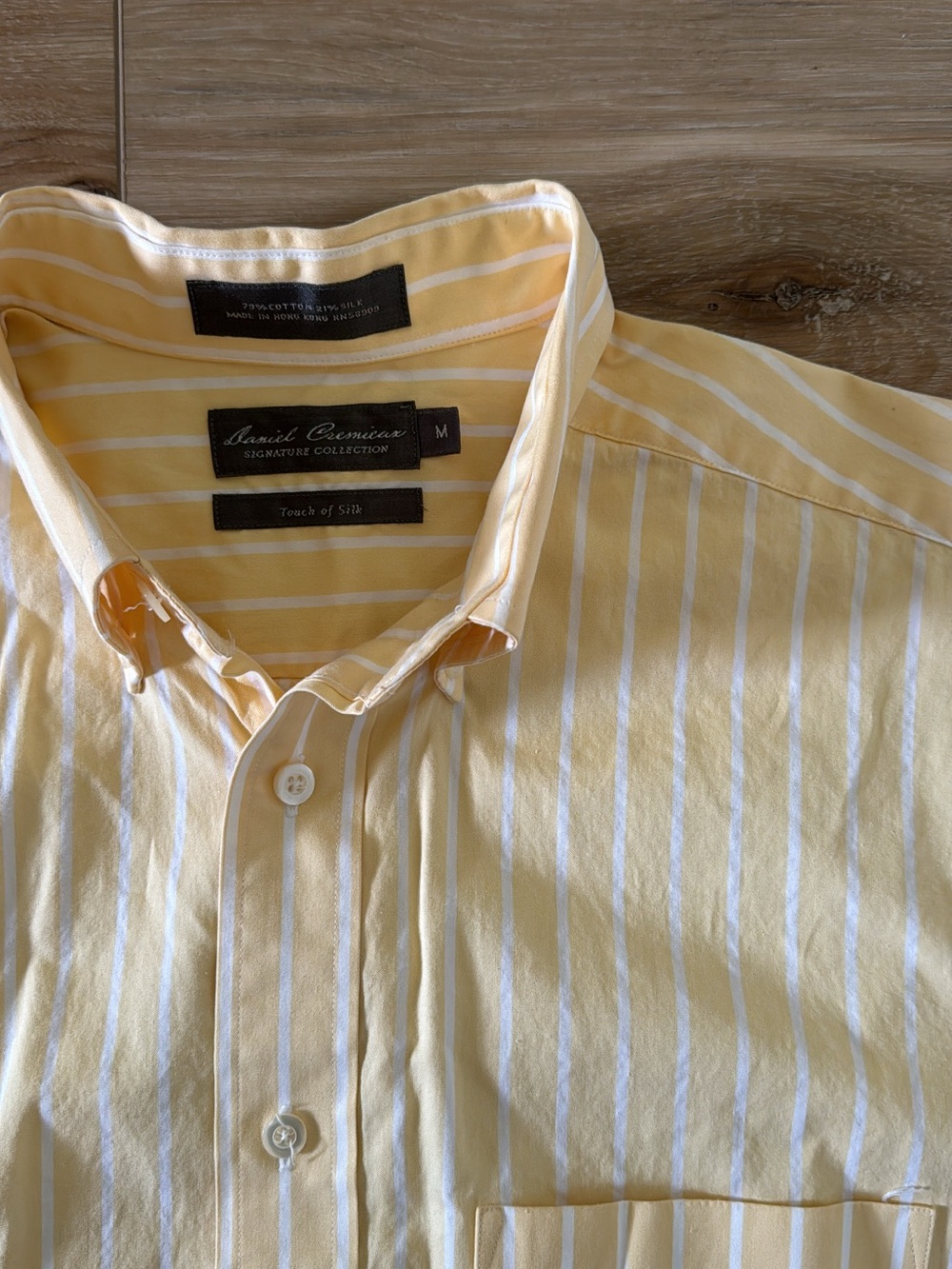 Daniel Cremieux Touch of Silk Yellow and White Striped Button-Down Shirt